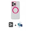 MARSİLYAN™- iPhone 15 Pro Max Kılıf Pusula Form - Siyah 3D Antistatik Seramik Nano Ekran Koruyucu + PVD Metal Kamera Lens - SH