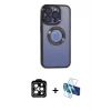 MARSİLYAN™- iPhone 15 Pro Max Kılıf Pusula Form - Siyah 3D Antistatik Seramik Nano Ekran Koruyucu + PVD Metal Kamera Lens - TU