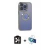MARSİLYAN™- iPhone 15 Pro Max Kılıf Pusula Form - Siyah 3D Antistatik Seramik Nano Ekran Koruyucu + PVD Metal Kamera Lens - TU