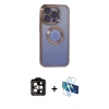MARSİLYAN™- iPhone 15 Pro Max Kılıf Pusula Form - Siyah 3D Antistatik Seramik Nano Ekran Koruyucu + PVD Metal Kamera Lens - TU
