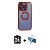 MARSİLYAN™- iPhone 15 Pro Max Kılıf Pusula Form - Siyah 3D Antistatik Seramik Nano Ekran Koruyucu + PVD Metal Kamera Lens - TU
