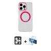 MARSİLYAN™- iPhone 15 Pro Max Kılıf Pusula Form - Siyah 3D Antistatik Seramik Nano Ekran Koruyucu + PVD Metal Kamera Lens - GS