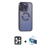 MARSİLYAN™- iPhone 15 Pro Max Kılıf Pusula Form - Siyah 3D Antistatik Seramik Nano Ekran Koruyucu + PVD Metal Kamera Lens - LT