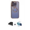 MARSİLYAN™- iPhone 15 Pro Max Kılıf Pusula Form - Siyah 3D Antistatik Seramik Nano Ekran Koruyucu + Raze Metal Kamera Lens - GS