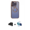 MARSİLYAN™- iPhone 15 Pro Max Kılıf Pusula Form - Siyah 3D Antistatik Seramik Nano Ekran Koruyucu + Raze Metal Kamera Lens - TMGI