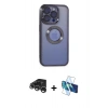 MARSİLYAN™- iPhone 15 Pro Max Kılıf Pusula Form - Siyah 3D Antistatik Seramik Nano Ekran Koruyucu + Raze Metal Kamera Lens - GS