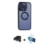 MARSİLYAN™- iPhone 15 Pro Max Kılıf Pusula Form - Siyah 3D Antistatik Seramik Nano Ekran Koruyucu + Raze Metal Kamera Lens - GS
