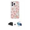 MARSİLYAN™- iPhone 15 Pro Max Kılıf Pusula Form - Siyah 3D Antistatik Seramik Nano Ekran Koruyucu + Raze Metal Kamera Lens - SH