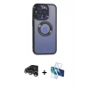 MARSİLYAN™- iPhone 15 Pro Max Kılıf Pusula Form - Siyah 3D Antistatik Seramik Nano Ekran Koruyucu + Raze Metal Kamera Lens - GS