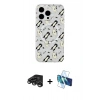 MARSİLYAN™- iPhone 15 Pro Max Kılıf Pusula Form - Siyah 3D Antistatik Seramik Nano Ekran Koruyucu + Raze Metal Kamera Lens - TMGI