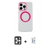 MARSİLYAN™- iPhone 15 Pro Max Kılıf Pusula Form - Siyah Bilvis 0.18mm Plus Cam Ekran Koruyucu + Lacivert PVD Metal Kamera Lens