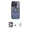 MARSİLYAN™- iPhone 15 Pro Max Kılıf Pusula Form - Siyah Bilvis 0.18mm Plus Cam Ekran Koruyucu + PVD Metal Kamera Lens - GS