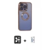 MARSİLYAN™- iPhone 15 Pro Max Kılıf Pusula Form - Siyah Bilvis 0.18mm Plus Cam Ekran Koruyucu + PVD Metal Kamera Lens - SH