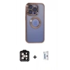 MARSİLYAN™- iPhone 15 Pro Max Kılıf Pusula Form - Siyah Bilvis 0.18mm Plus Cam Ekran Koruyucu + Turuncu PVD Metal Kamera Lens