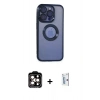 MARSİLYAN™- iPhone 15 Pro Max Kılıf Pusula Form - Siyah Bilvis 0.18mm Plus Cam Ekran Koruyucu + Turuncu PVD Metal Kamera Lens