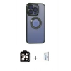 MARSİLYAN™- iPhone 15 Pro Max Kılıf Pusula Form - Siyah Bilvis 0.18mm Plus Cam Ekran Koruyucu + Turuncu PVD Metal Kamera Lens