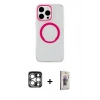 MARSİLYAN™- iPhone 15 Pro Max Kılıf Pusula Form - Siyah Bilvis 3D Cam Ekran Koruyucu + PVD Metal Kamera Lens - GS