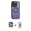 MARSİLYAN™- iPhone 15 Pro Max Kılıf Pusula Form - Siyah Bilvis 3D Cam Ekran Koruyucu + PVD Metal Kamera Lens - LT