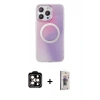 MARSİLYAN™- iPhone 15 Pro Max Kılıf Pusula Form - Siyah Bilvis 3D Cam Ekran Koruyucu + PVD Metal Kamera Lens - TU