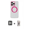 MARSİLYAN™- iPhone 15 Pro Max Kılıf Pusula Form - Siyah Bilvis 3D Cam Ekran Koruyucu + PVD Metal Kamera Lens - GI