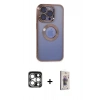 MARSİLYAN™- iPhone 15 Pro Max Kılıf Pusula Form - Siyah Bilvis 3D Cam Ekran Koruyucu + PVD Metal Kamera Lens - GS