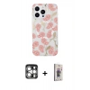 MARSİLYAN™- iPhone 15 Pro Max Kılıf Pusula Form - Siyah Bilvis 3D Cam Ekran Koruyucu + PVD Metal Kamera Lens - GS