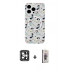 MARSİLYAN™- iPhone 15 Pro Max Kılıf Pusula Form - Siyah Bilvis 3D Cam Ekran Koruyucu + PVD Metal Kamera Lens - GI