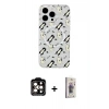 MARSİLYAN™- iPhone 15 Pro Max Kılıf Pusula Form - Siyah Bilvis 3D Cam Ekran Koruyucu + PVD Metal Kamera Lens - TU
