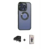 MARSİLYAN™- iPhone 15 Pro Max Kılıf Pusula Form - Siyah Bilvis 3D Cam Ekran Koruyucu + Raze Metal Kamera Lens - GS