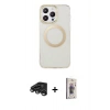 MARSİLYAN™- iPhone 15 Pro Max Kılıf Pusula Form - Siyah Bilvis 3D Cam Ekran Koruyucu + Raze Metal Kamera Lens - TMGI