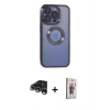 MARSİLYAN™- iPhone 15 Pro Max Kılıf Pusula Form - Siyah Bilvis 3D Cam Ekran Koruyucu + Raze Metal Kamera Lens - GS