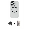 MARSİLYAN™- iPhone 15 Pro Max Kılıf Pusula Form - Siyah Bilvis 3D Cam Ekran Koruyucu + Raze Metal Kamera Lens - TMGI