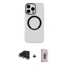 MARSİLYAN™- iPhone 15 Pro Max Kılıf Pusula Form - Siyah Bilvis 3D Cam Ekran Koruyucu + Raze Metal Kamera Lens - LT