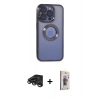 MARSİLYAN™- iPhone 15 Pro Max Kılıf Pusula Form - Siyah Bilvis 3D Cam Ekran Koruyucu + Raze Metal Kamera Lens - TMGI