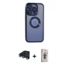 MARSİLYAN™- iPhone 15 Pro Max Kılıf Pusula Form - Siyah Bilvis 3D Cam Ekran Koruyucu + Raze Metal Kamera Lens - LT