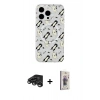 MARSİLYAN™- iPhone 15 Pro Max Kılıf Pusula Form - Siyah Bilvis 3D Cam Ekran Koruyucu + Raze Metal Kamera Lens - TMGI
