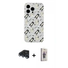 MARSİLYAN™- iPhone 15 Pro Max Kılıf Pusula Form - Siyah Bilvis 3D Cam Ekran Koruyucu + Raze Metal Kamera Lens - LT