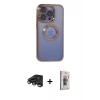 MARSİLYAN™- iPhone 15 Pro Max Kılıf Pusula Form - Siyah Bilvis 3D Cam Ekran Koruyucu + Raze Metal Kamera Lens - TMGI
