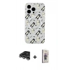 MARSİLYAN™- iPhone 15 Pro Max Kılıf Pusula Form - Siyah Bilvis 3D Cam Ekran Koruyucu + Raze Metal Kamera Lens - GS