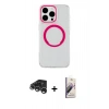 MARSİLYAN™- iPhone 15 Pro Max Kılıf Pusula Form - Siyah Bilvis 3D Mat Cam Ekran Koruyucu + Raze Metal Kamera Lens - GS