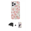 MARSİLYAN™- iPhone 15 Pro Max Kılıf Pusula Form - Siyah Bilvis 3D Mat Cam Ekran Koruyucu + Raze Metal Kamera Lens - GS