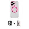 MARSİLYAN™- iPhone 15 Pro Max Kılıf Pusula Form - Siyah Bilvis 3D Mat Cam Ekran Koruyucu + PVD Metal Kamera Lens - LT