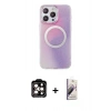 MARSİLYAN™- iPhone 15 Pro Max Kılıf Pusula Form - Siyah Bilvis 3D Mat Cam Ekran Koruyucu + PVD Metal Kamera Lens - TU