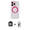 MARSİLYAN™- iPhone 15 Pro Max Kılıf Pusula Form - Siyah Bilvis 3D Mat Cam Ekran Koruyucu + PVD Metal Kamera Lens - TU