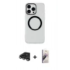 MARSİLYAN™- iPhone 15 Pro Max Kılıf Pusula Form - Siyah Bilvis 3D Mat Cam Ekran Koruyucu + Raze Metal Kamera Lens - TMGI