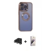 MARSİLYAN™- iPhone 15 Pro Max Kılıf Pusula Form - Siyah Bilvis 3D Mat Cam Ekran Koruyucu + Raze Metal Kamera Lens - TMGI