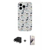 MARSİLYAN™- iPhone 15 Pro Max Kılıf Pusula Form - Siyah Bilvis 3D Mat Cam Ekran Koruyucu + Raze Metal Kamera Lens - SH