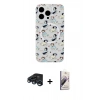 MARSİLYAN™- iPhone 15 Pro Max Kılıf Pusula Form - Siyah Bilvis 3D Mat Cam Ekran Koruyucu + Raze Metal Kamera Lens - LT