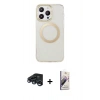 MARSİLYAN™- iPhone 15 Pro Max Kılıf Pusula Form - Siyah Bilvis 3D Mat Cam Ekran Koruyucu + Raze Metal Kamera Lens - LT