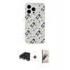 MARSİLYAN™- iPhone 15 Pro Max Kılıf Pusula Form - Siyah Bilvis 3D Mat Cam Ekran Koruyucu + Raze Metal Kamera Lens - TMGI
